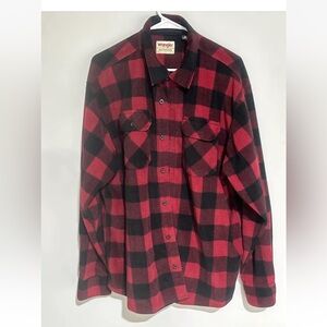 Wrangler Authentics Mens XLarge Plaid Flannel Shirt Black RED CHECKERED Soft